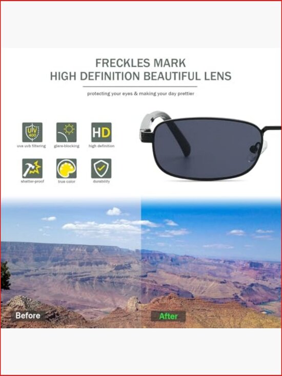 Retro Rectangular Sunglasses UV400 Metal Frame Unisex Medium Fit